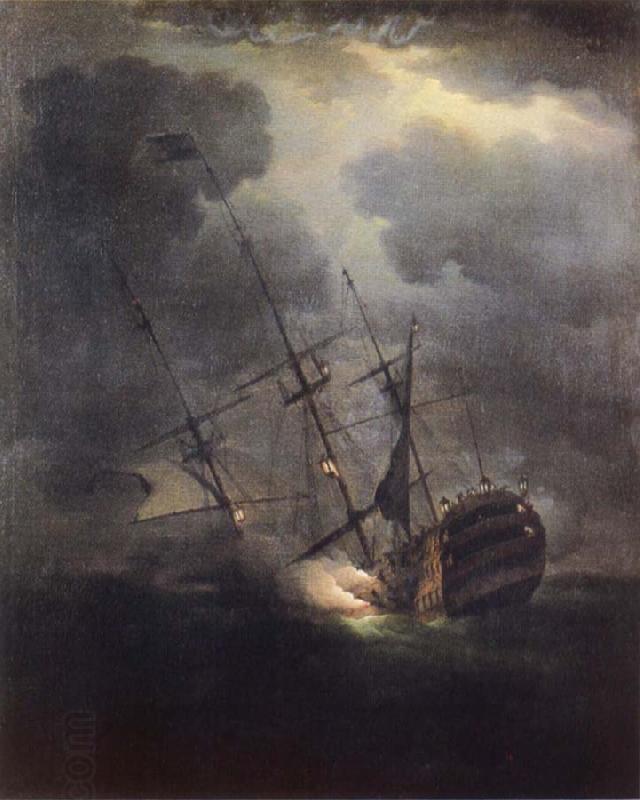 Monamy, Peter The Loss of H.M.S. Victory in a gale on 4 October 1744 oil painting picture
